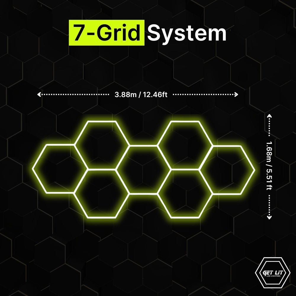 1.68m x 3.88m / 5.51ft x 12.46ft HEXAGRID LED LIGHTING SYSTEM - Get Lit LED Lighting Store