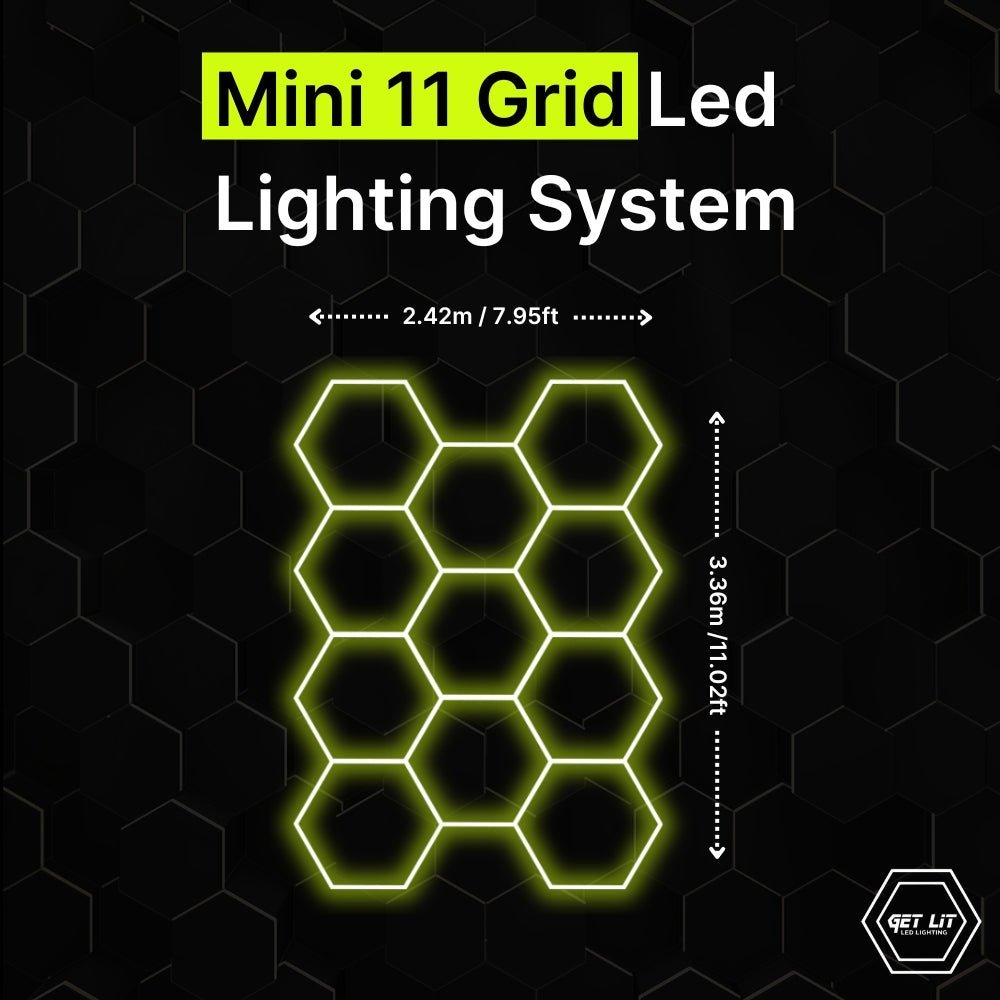 2.42m x 3.36m / 7.95ft x 11.02ft - MINI 434 HEXAGRID LED LIGHTING SYSTEM - Get Lit LED Lighting Store