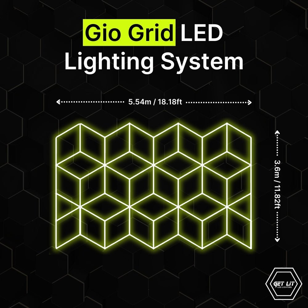 3.6m X 5.54m / 11.82ft x 18.18ft GEO GRID LED LIGHTING SYSTEM - Get Lit LED Lighting Store
