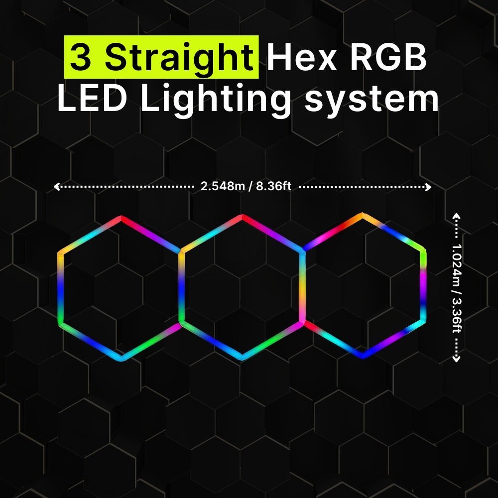3 Straight Hex RGB Hexagrid LED Lighting system - Get Lit LED Lighting Store