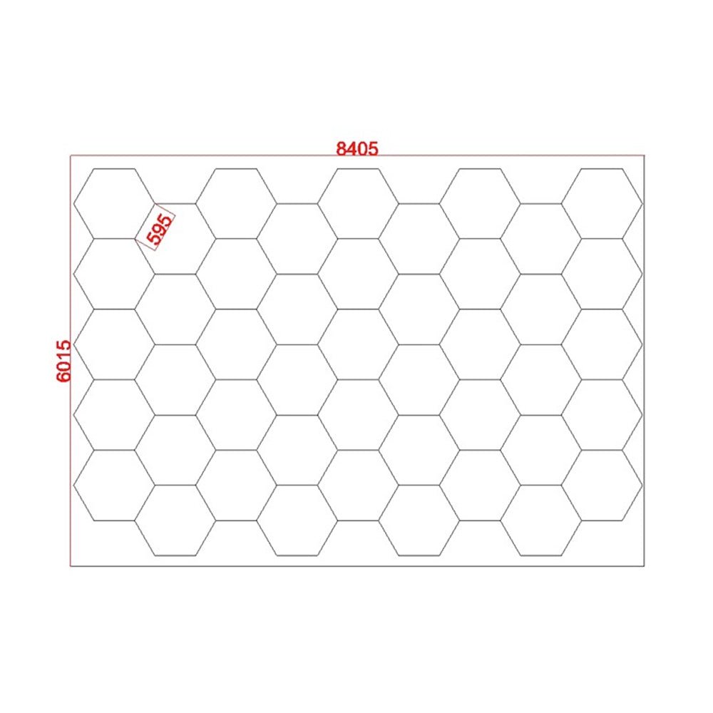 8.40m x 6.01m / 27.55ft x 19.71ft HEXAGRID LED LIGHTING SYSTEM WITH BORDER - Get Lit LED Lighting Store