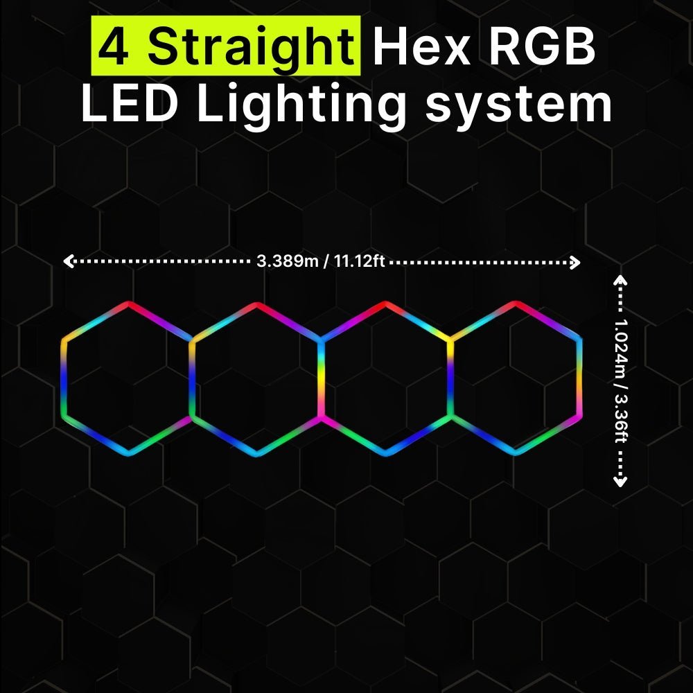 4 STRAIGHT HEX RGB HEXAGRID LED LIGHTING SYSTEM - Get Lit LED Lighting Store