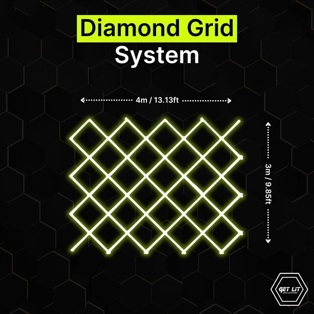 4m x 3m / 13.13ft x 9.85ft Diamond Grid Led Lighting System - Get Lit LED Lighting Store