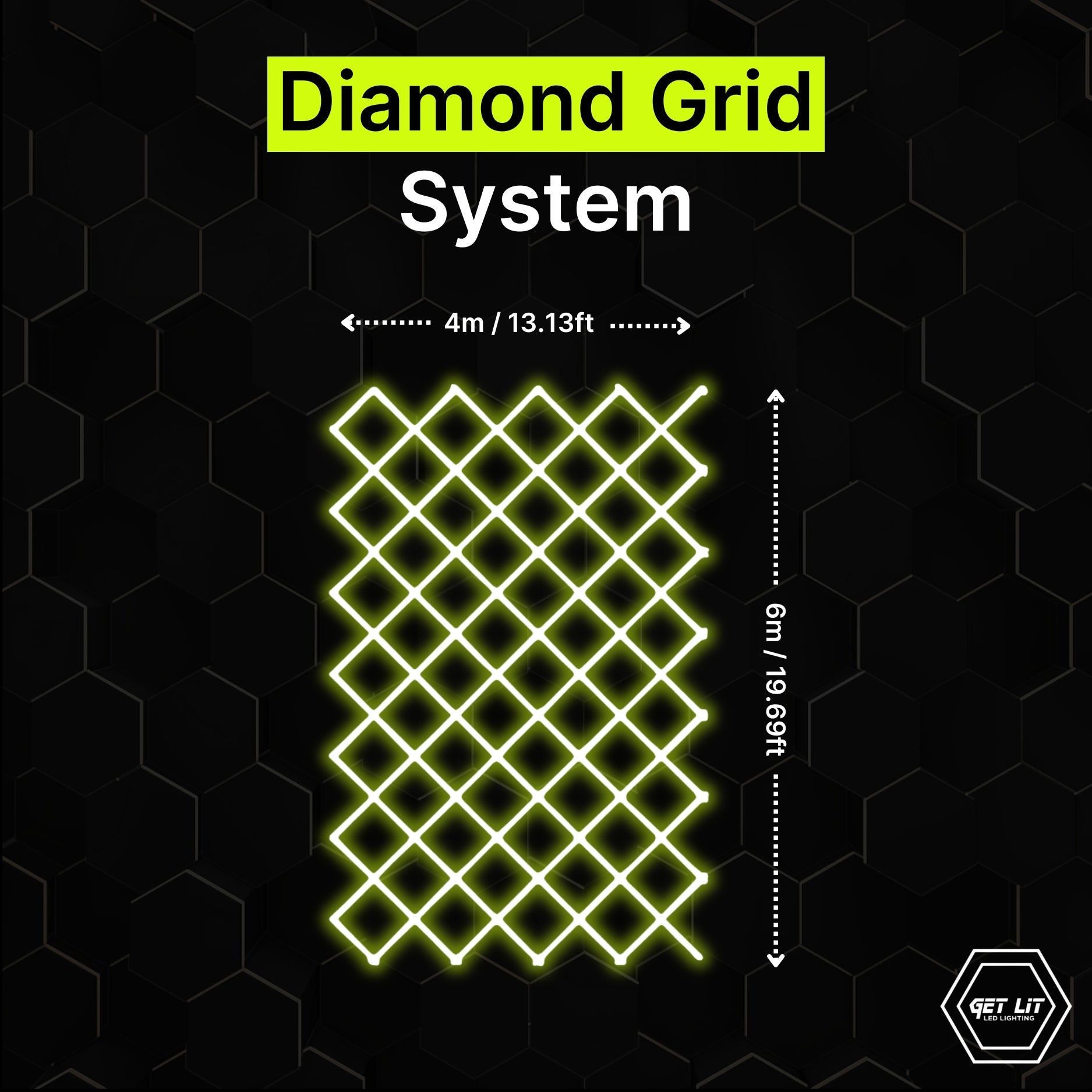 4m x 6m / 13.13ft x 19.69ft Diamond Grid Led Lighting System - Get Lit LED Lighting Store