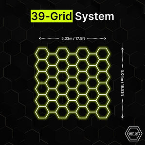 5.33m x 5.04m / 17.5ft x 16.53ft HEXAGRID LED LIGHTING SYSTEM - Get Lit LED Lighting Store