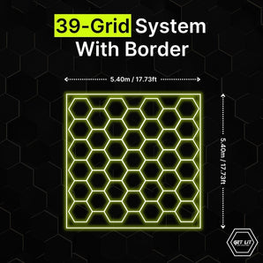 5.40m x 5.40m / 17.73ft x 17.73ft HEXAGRID LED LIGHTING SYSTEM WITH BORDER - Get Lit LED Lighting Store