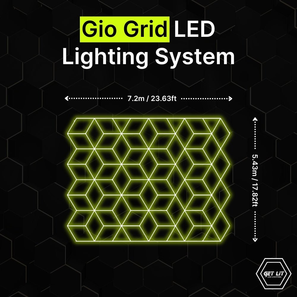 5.43m x 7.2m / 17.82ft x 23.63ft GEO GRID LED LIGHTING SYSTEM - Get Lit LED Lighting Store