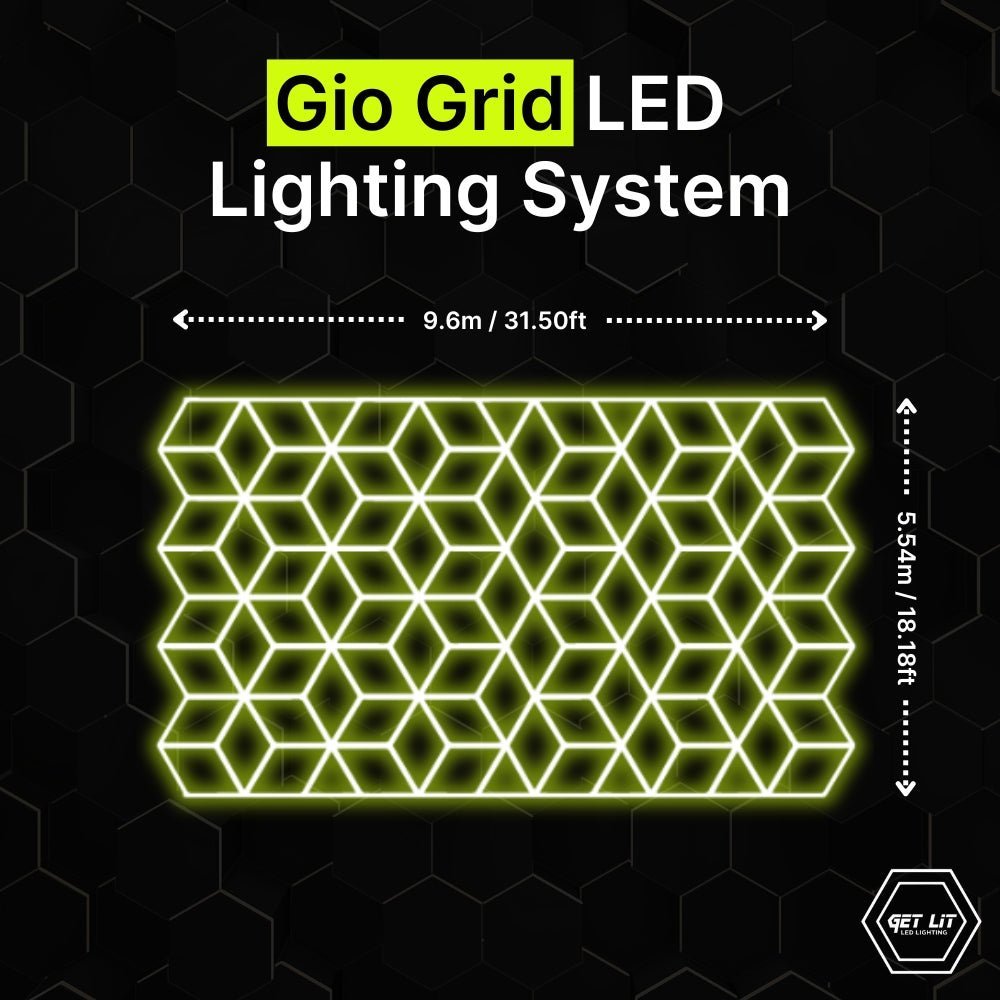 5.54m x 9.6m / 18.18ft x 31.50ft GEO GRID LED LIGHTING SYSTEM - Get Lit LED Lighting Store