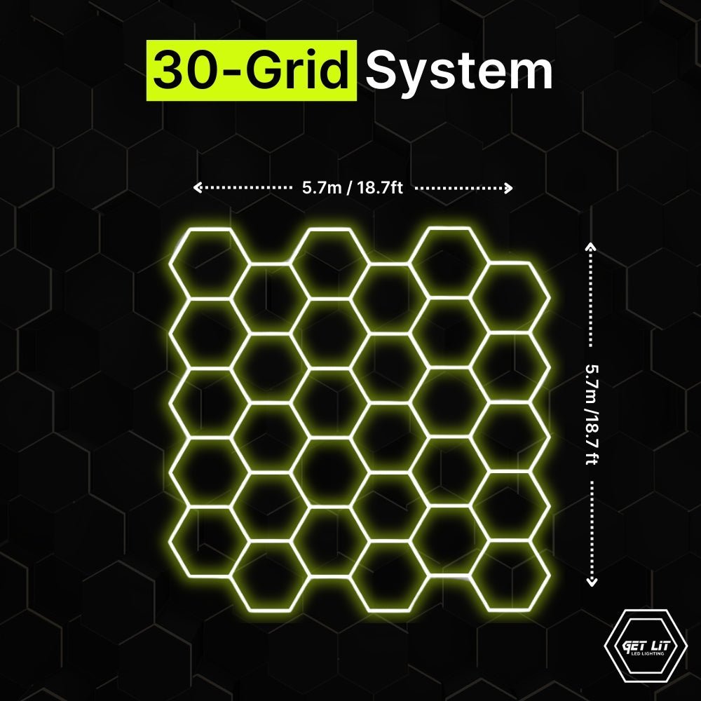 5.7m X 5.7m / 18.7ft X 18.7ft HEXAGRID LED LIGHTING SYSTEM - Get Lit LED Lighting Store