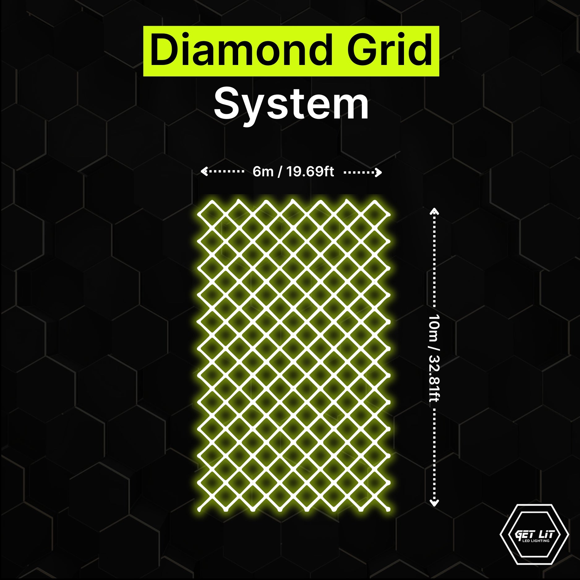 6m x 10m / 19.69ft x 32.81ft Diamond Grid Led Lighting System - Get Lit LED Lighting Store