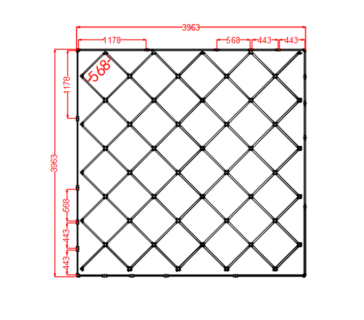 4m x 4m / 13.13ft x 13.13ft Diamond Grid Led Lighting System WITH border - Get Lit LED Lighting Store