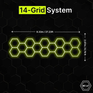 2.07m x 8.33m / 6.79ft x 27.23ft HEXAGRID LED LIGHTING SYSTEM - Get Lit LED Lighting Store