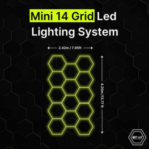 2.42m x 4.20m / 7.95ft x 13.77ft MINI HEXAGRID LED LIGHTING SYSTEM - Get Lit LED Lighting Store