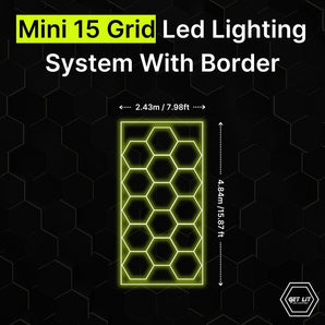 2.43m x 4.84m / 7.98ft x 15.87ft MINI HEXAGRID LED LIGHTING SYSTEM WITH BORDER - Get Lit LED Lighting Store