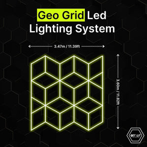 3.47m x 3.6m / 11.39ft x 11.82ft GEO GRID LED LIGHTING SYSTEM - Get Lit LED Lighting Store