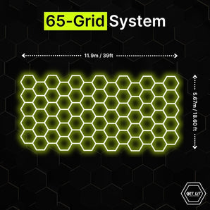 5.67m x 11.9m / 18.60ft x 39ft HEXAGRID LED LIGHTING SYSTEM - Get Lit LED Lighting Store