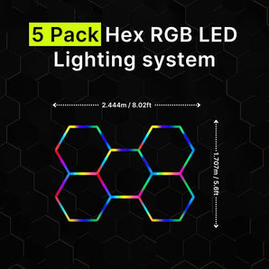 5 Pack Hex Rgb Hexagrid Led Lighting System - Get Lit LED Lighting Store