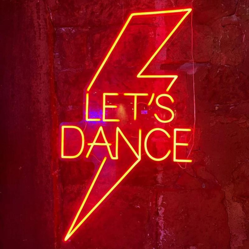 Let's Dance illuminated neon sign in vibrant colors