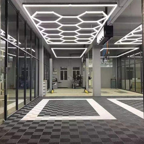 Single Garage Package Floor Tiles & Hexagrid Lights