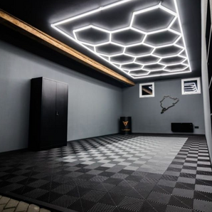 Single Garage Package Floor Tiles & Hexagrid Lights